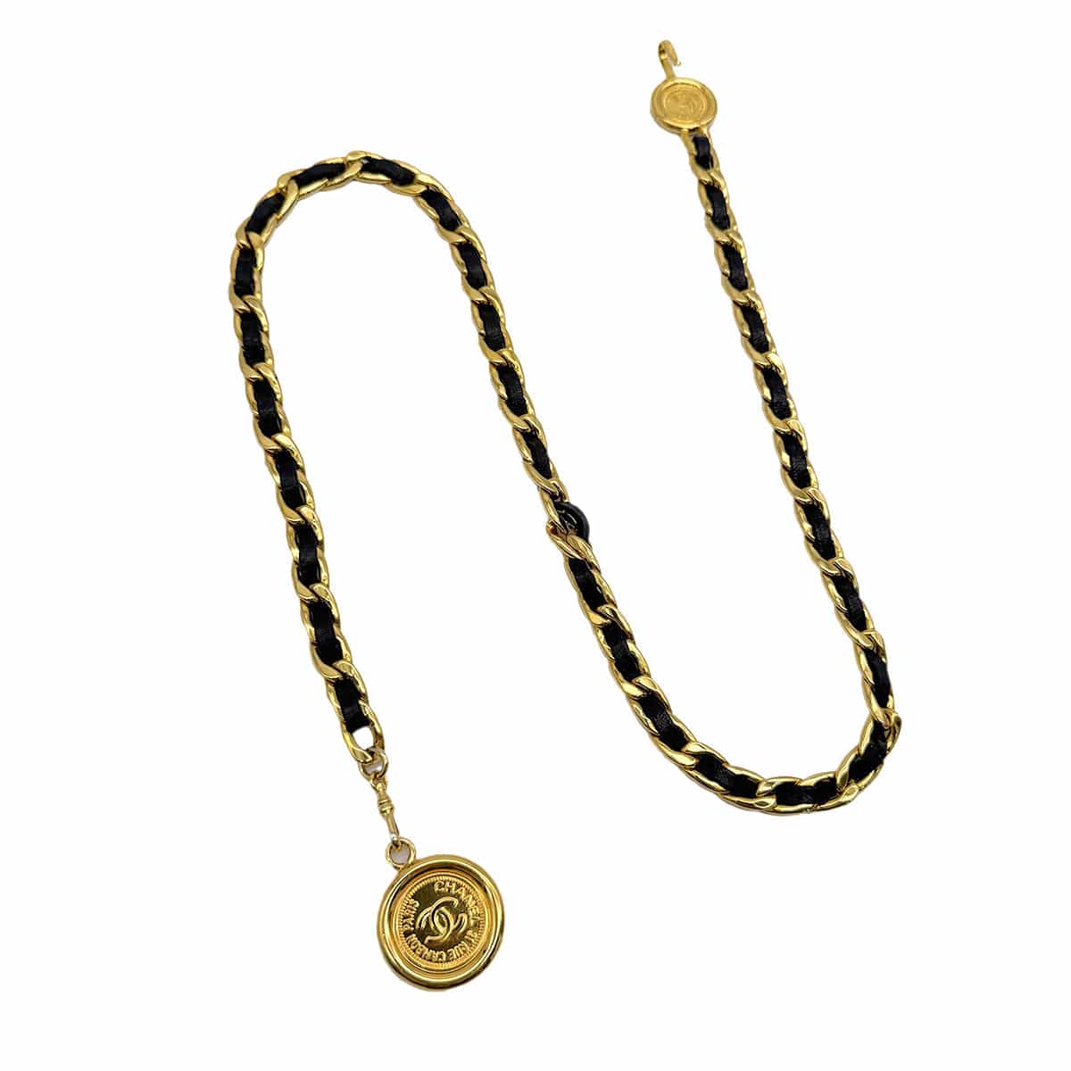 PURPOSE CHANEL VINTAGE CHAIN BELT LEATHER COCOMARK ACCESSORY 94A 90308355