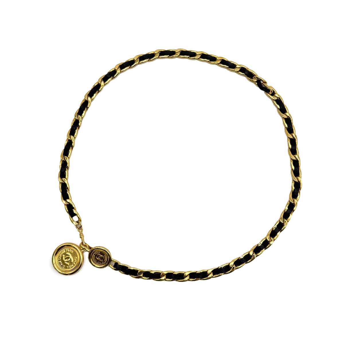 PURPOSE CHANEL VINTAGE CHAIN BELT LEATHER COCOMARK ACCESSORY 94A 90308355