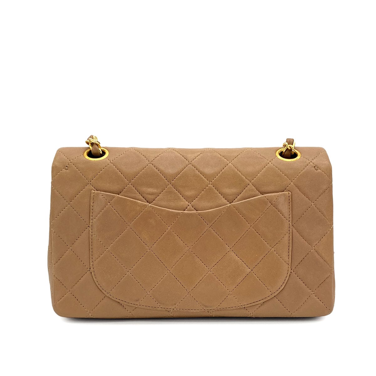 PURPOSE CHANEL VINTAGE CLASSIC FLAP SMALL CHAIN SHOULDER BAG CAMEL LAMB SKIN 90309272