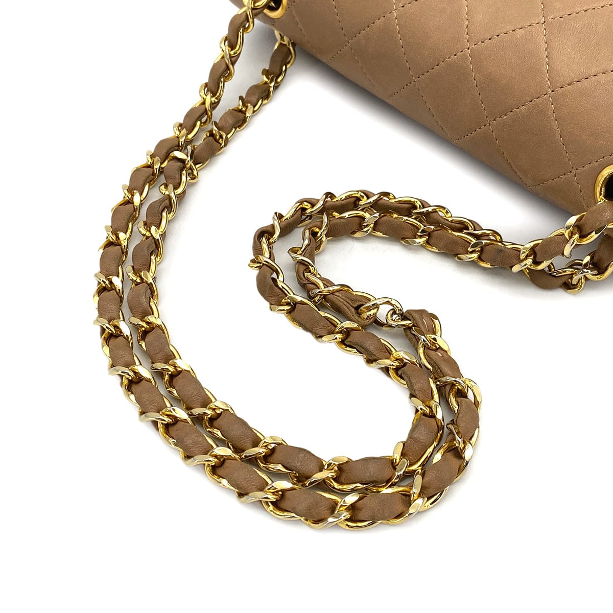 PURPOSE CHANEL VINTAGE CLASSIC FLAP SMALL CHAIN SHOULDER BAG CAMEL LAMB SKIN 90309272