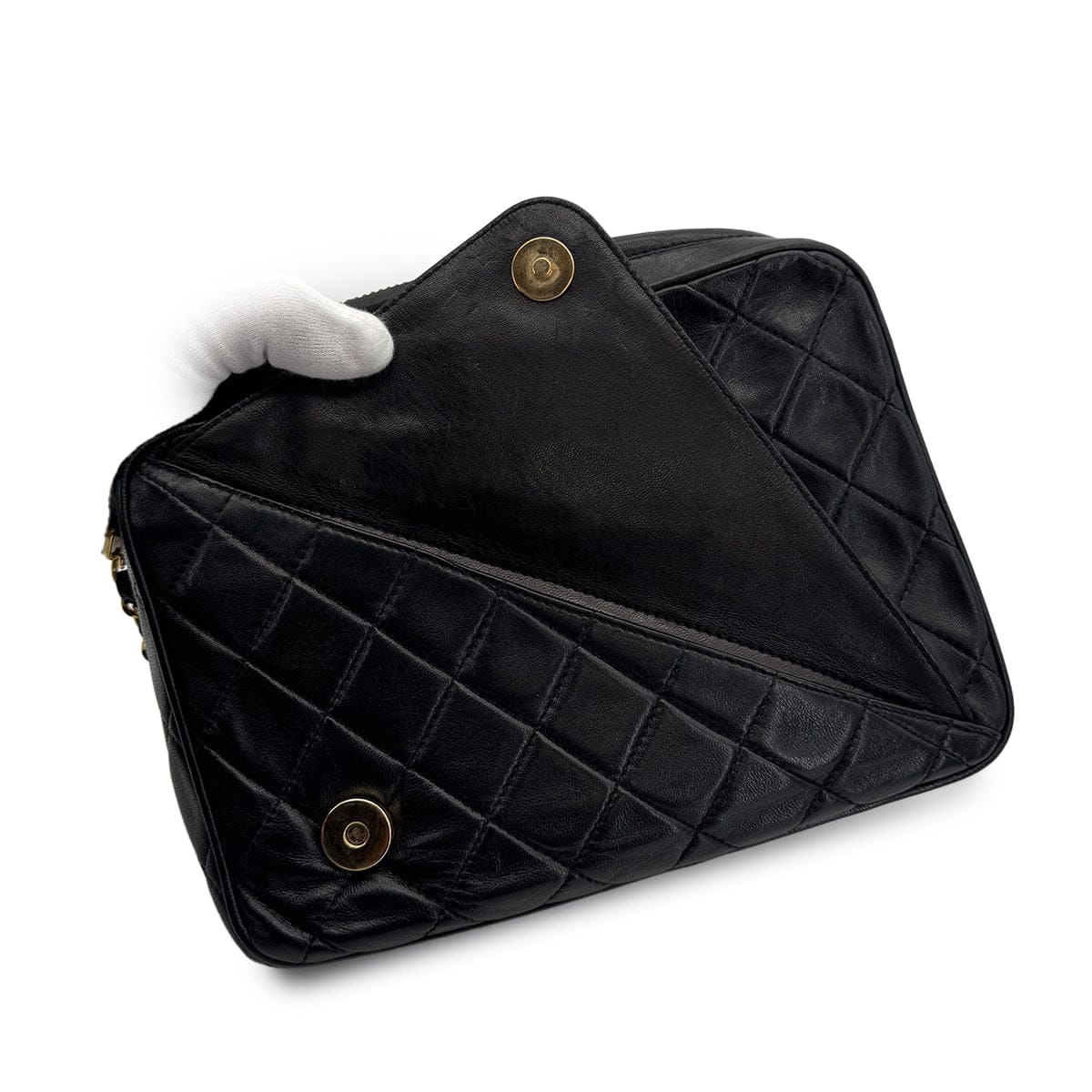 PURPOSE CHANEL VINTAGE COCOMARK MATELASSE CHAIN SHOULDER BAG BLACK FRINGE LAMB SKIN 90308982