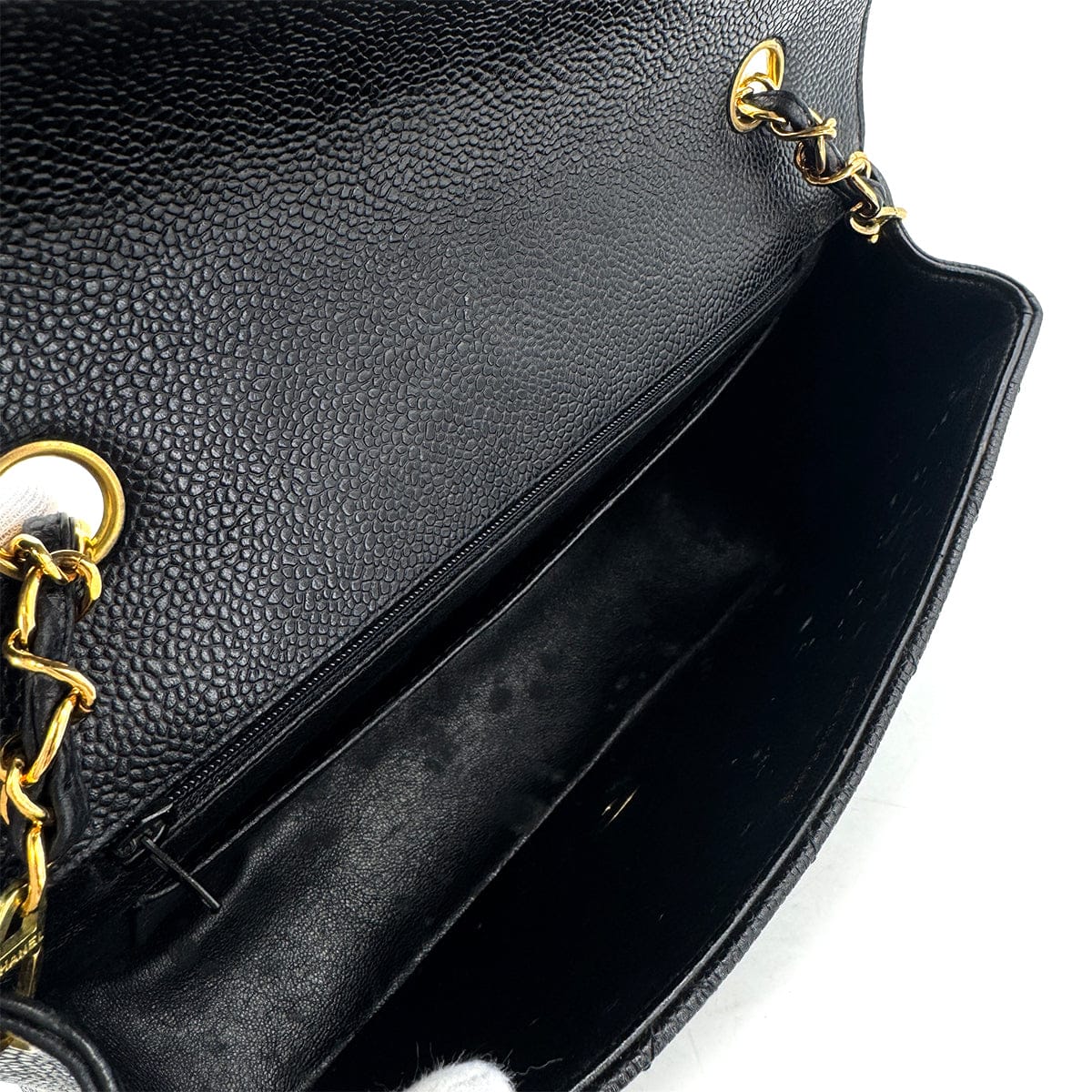 PURPOSE CHANEL VINTAGE DIANA MEDIUM CHAIN SHOULDER BAG BLACK CAVIAR SKIN 90302856