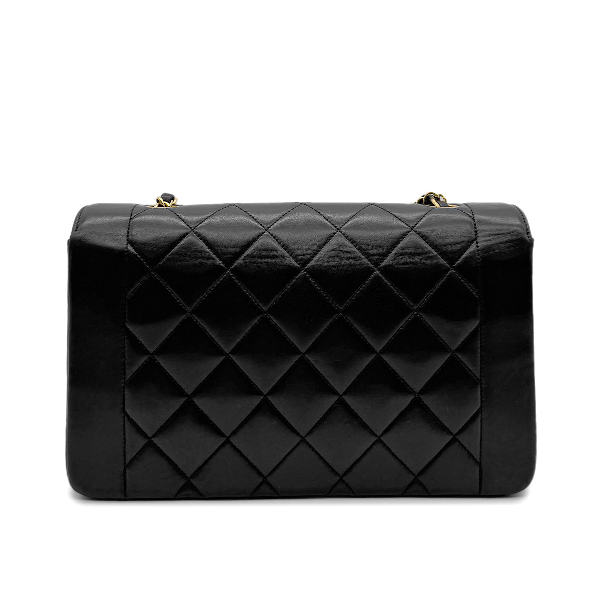 PURPOSE CHANEL VINTAGE DIANA MEDIUM CHAIN SHOULDER BAG BLACK LAMB SKIN 90281240