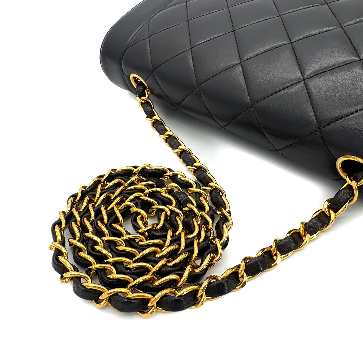 PURPOSE CHANEL VINTAGE DIANA MEDIUM CHAIN SHOULDER BAG BLACK LAMB SKIN 90287213