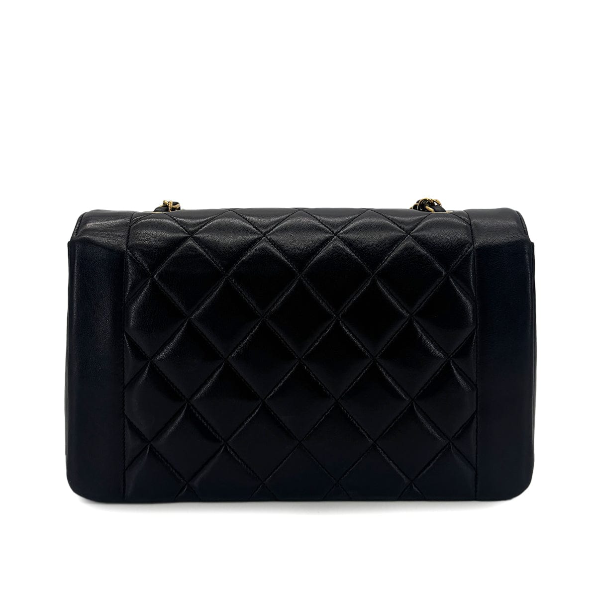 PURPOSE CHANEL VINTAGE DIANA MEDIUM CHAIN SHOULDER BAG BLACK LAMB SKIN 90288983