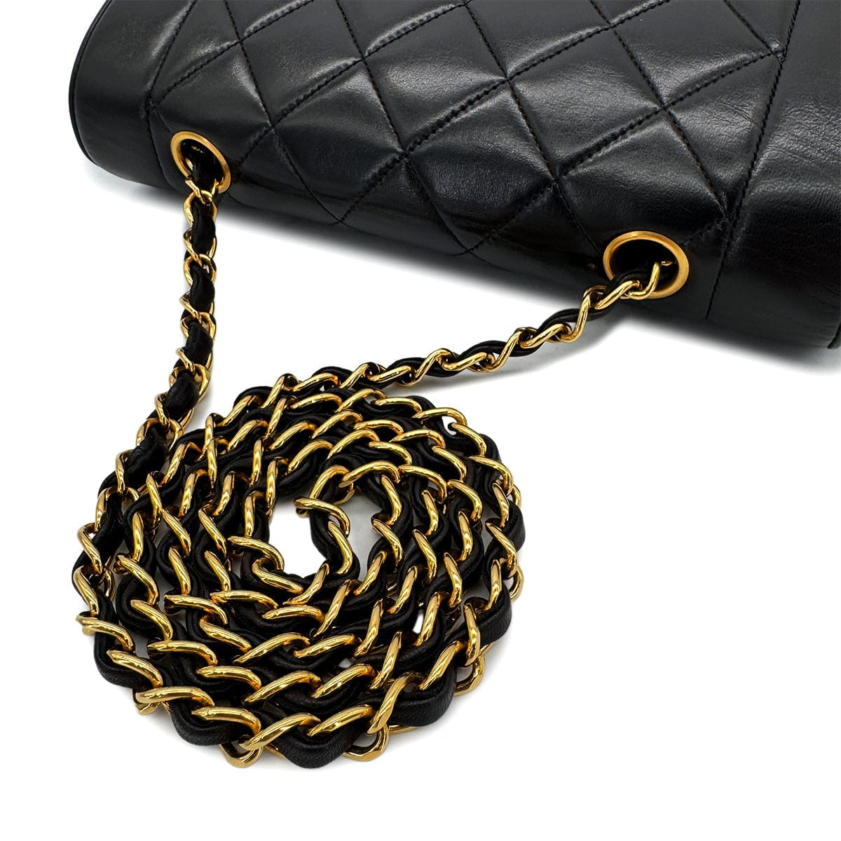 PURPOSE CHANEL VINTAGE DIANA SMALL CHAIN SHOULDER BAG BLACK LAMB SKIN 90292738