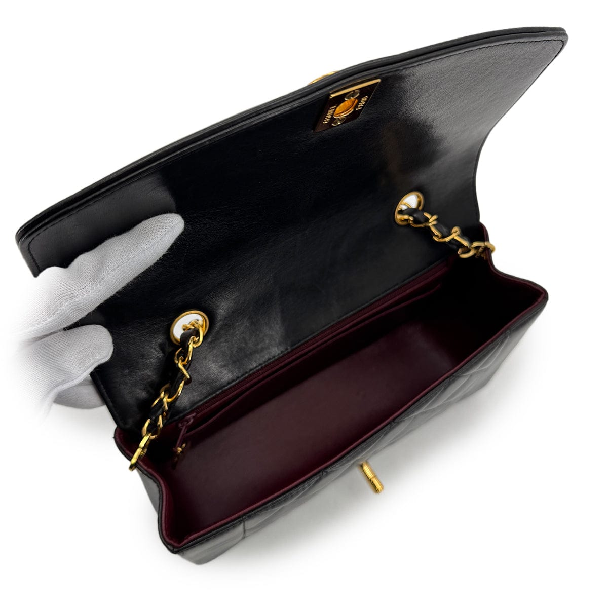 PURPOSE CHANEL VINTAGE DIANA SMALL CHAIN SHOULDER BAG BLACK LAMB SKIN 90292751