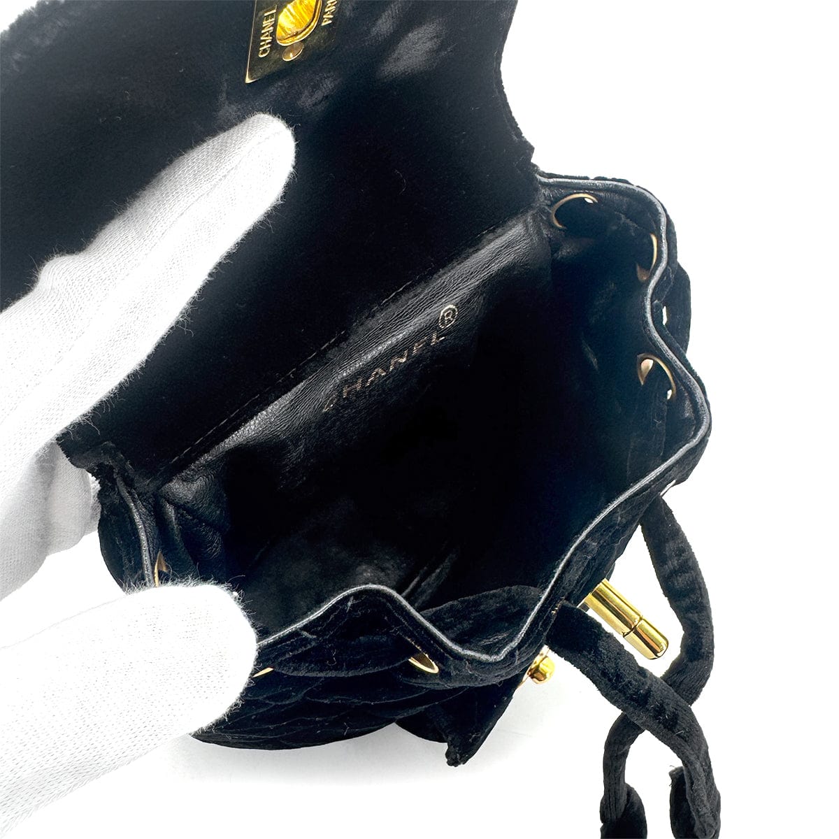 PURPOSE CHANEL VINTAGE DUMA CHAIN BACKPACK BLACK VELOR 90279938