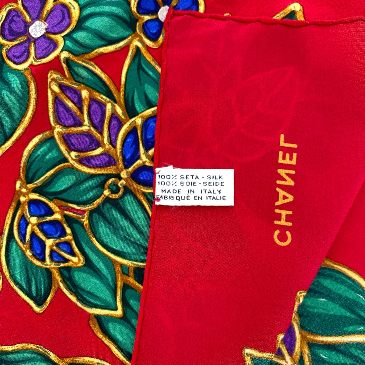 PURPOSE CHANEL VINTAGE FLOWER PATTERN SCARF MULTICOLOR SILK 90295734