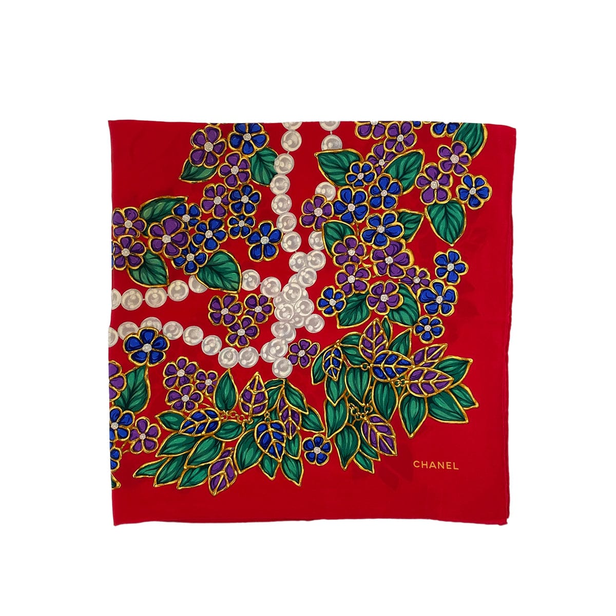 PURPOSE CHANEL VINTAGE FLOWER PATTERN SCARF MULTICOLOR SILK 90295734