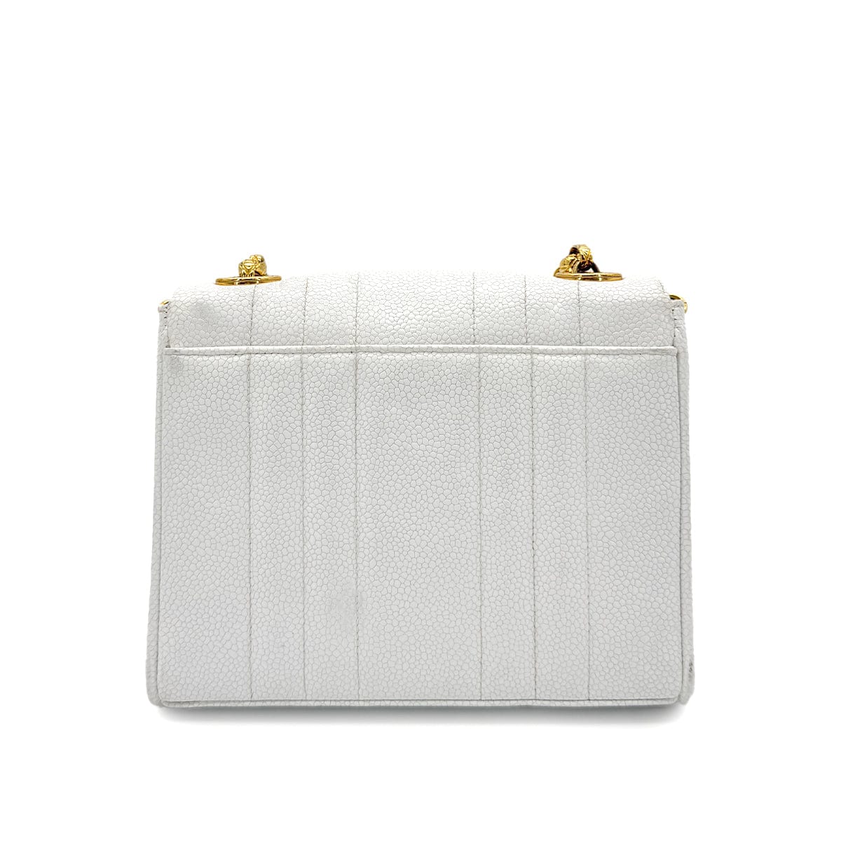 PURPOSE CHANEL VINTAGE MADEMOISELLE BIJOU CHAIN SHOULDER BAG WHITE CAVIAR SKIN 90281244