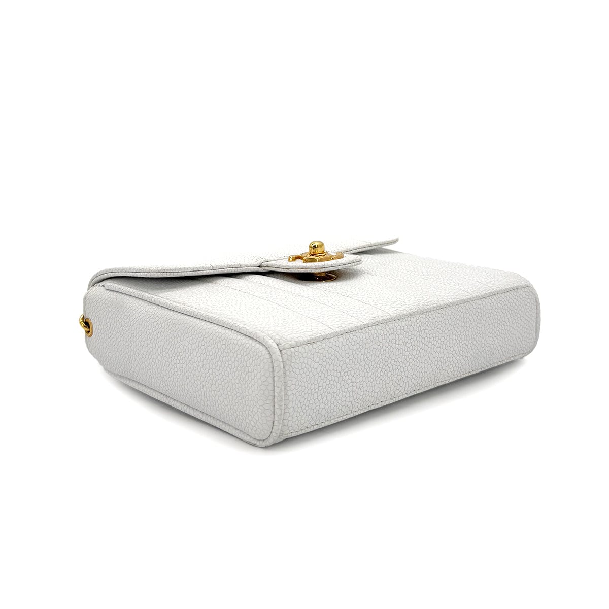 PURPOSE CHANEL VINTAGE MADEMOISELLE BIJOU CHAIN SHOULDER BAG WHITE CAVIAR SKIN 90281244