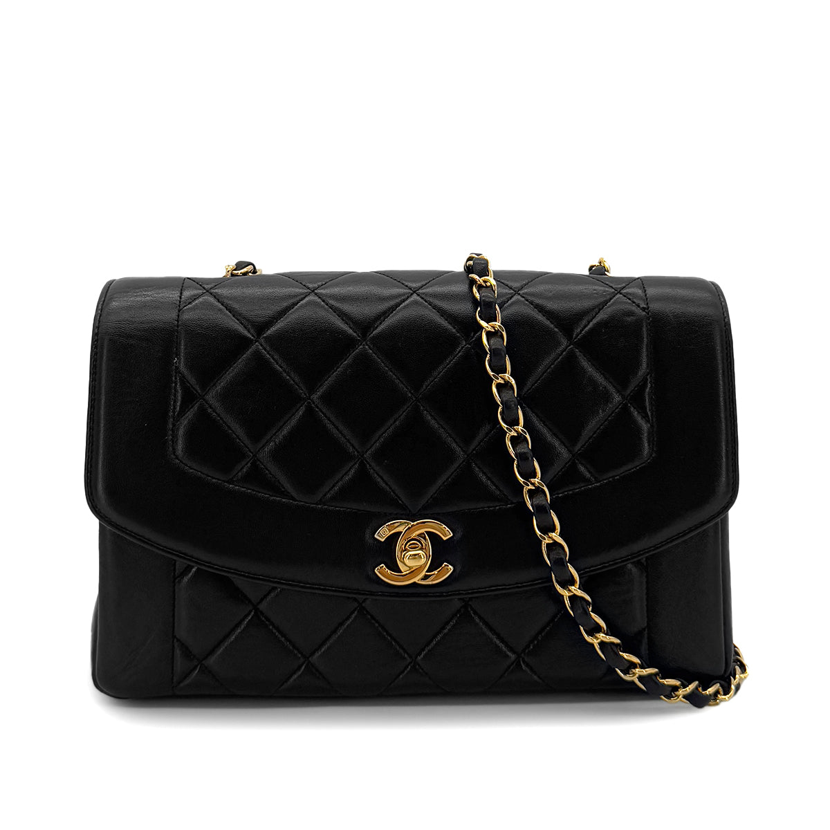 PURPOSE CHANEL VINTAGE MATELASSE CHAIN SHOULDER BAG BLACK LAMB SKIN 90286874