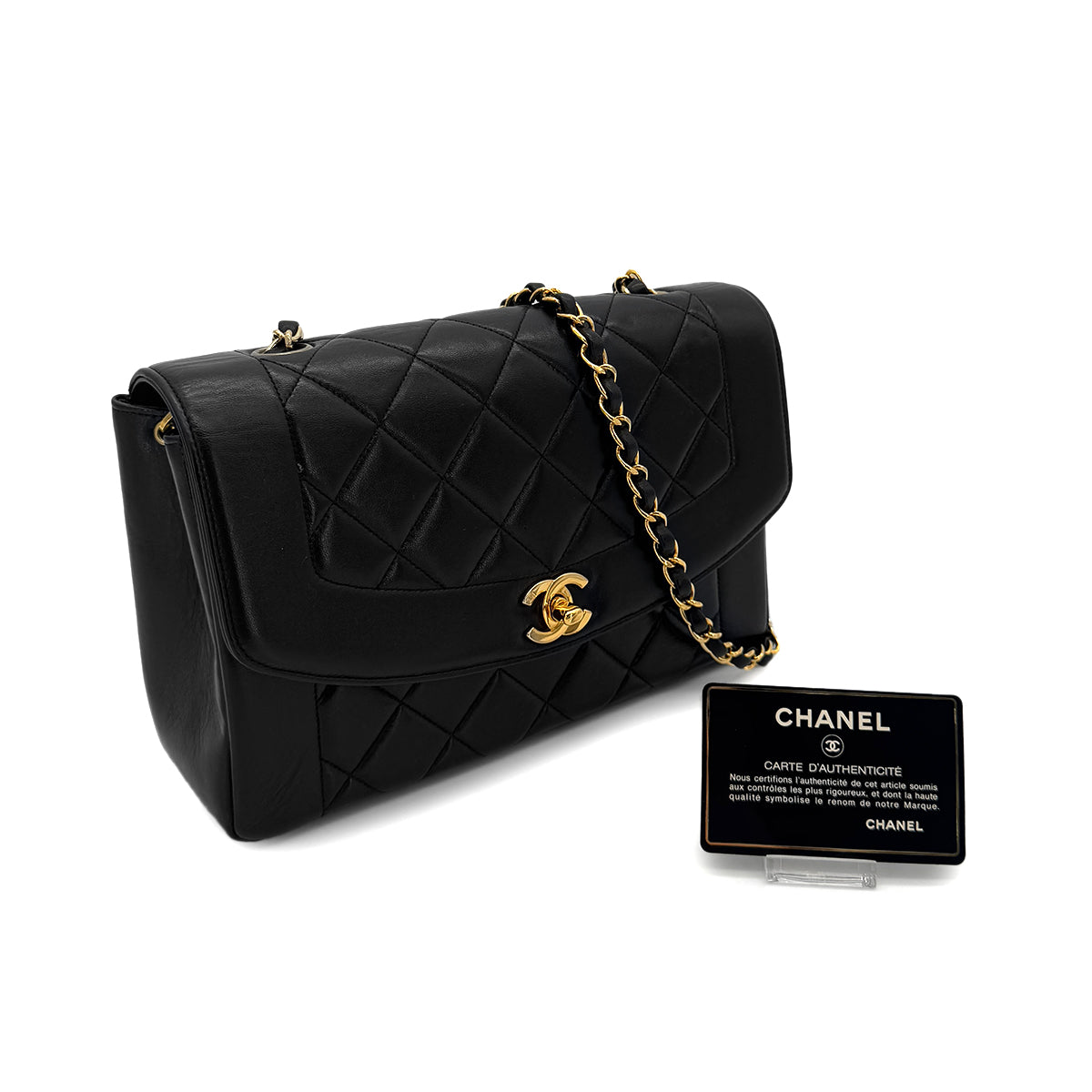 PURPOSE CHANEL VINTAGE MATELASSE CHAIN SHOULDER BAG BLACK LAMB SKIN 90286874