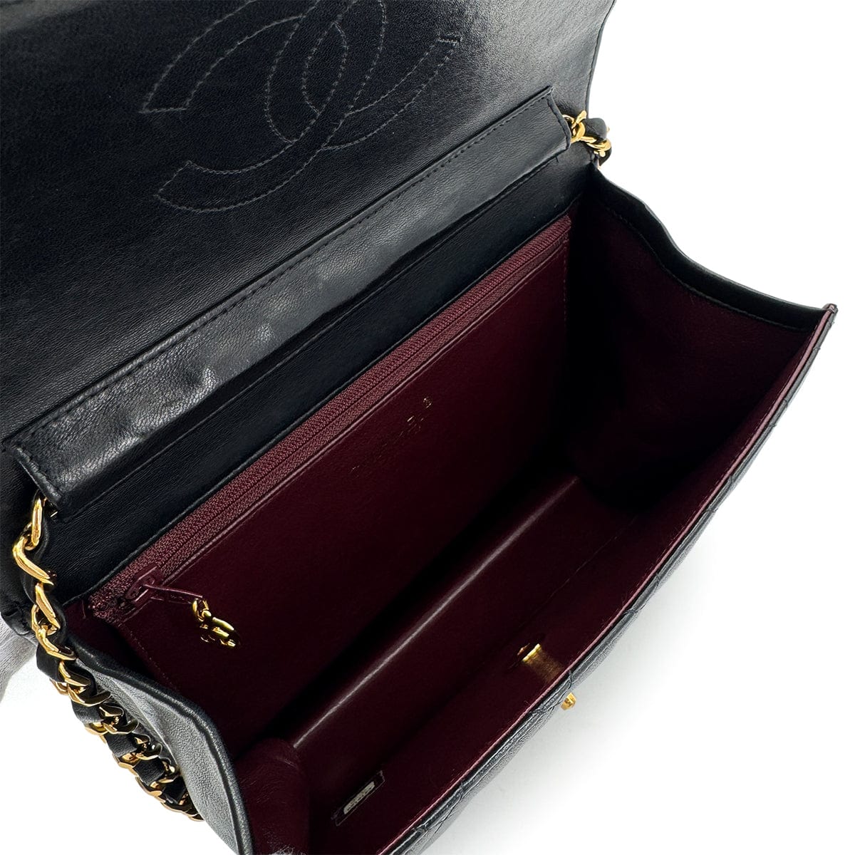 PURPOSE CHANEL VINTAGE MATELASSE CHAIN SHOULDER BAG BLACK LAMB SKIN 90289080