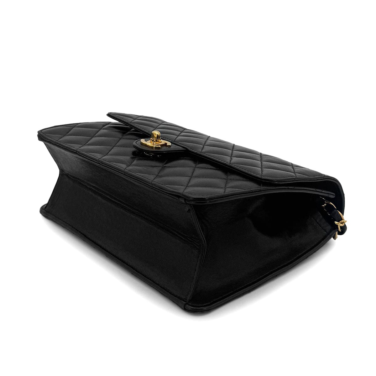 PURPOSE CHANEL VINTAGE MATELASSE CHAIN SHOULDER BAG BLACK LAMB SKIN 90289080