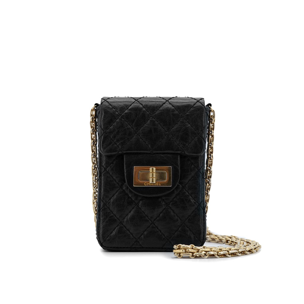 PURPOSE CHANEL VINTAGE MATELASSE CHAIN SHOULDER BAG BLACK LEATHER 90298437