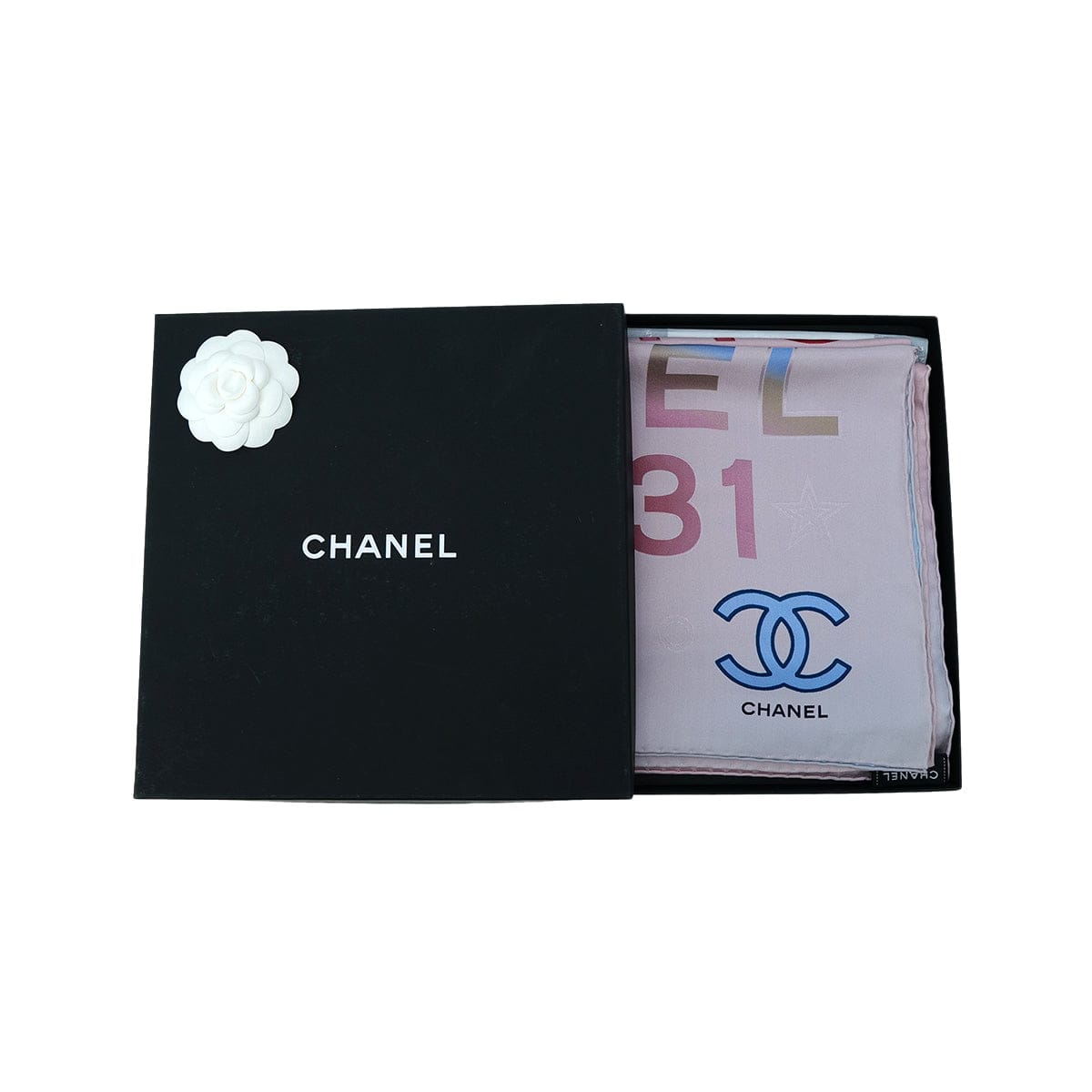 PURPOSE CHANEL VINTAGE SCARF COCOMARK PINK BLUE SILK 90305123