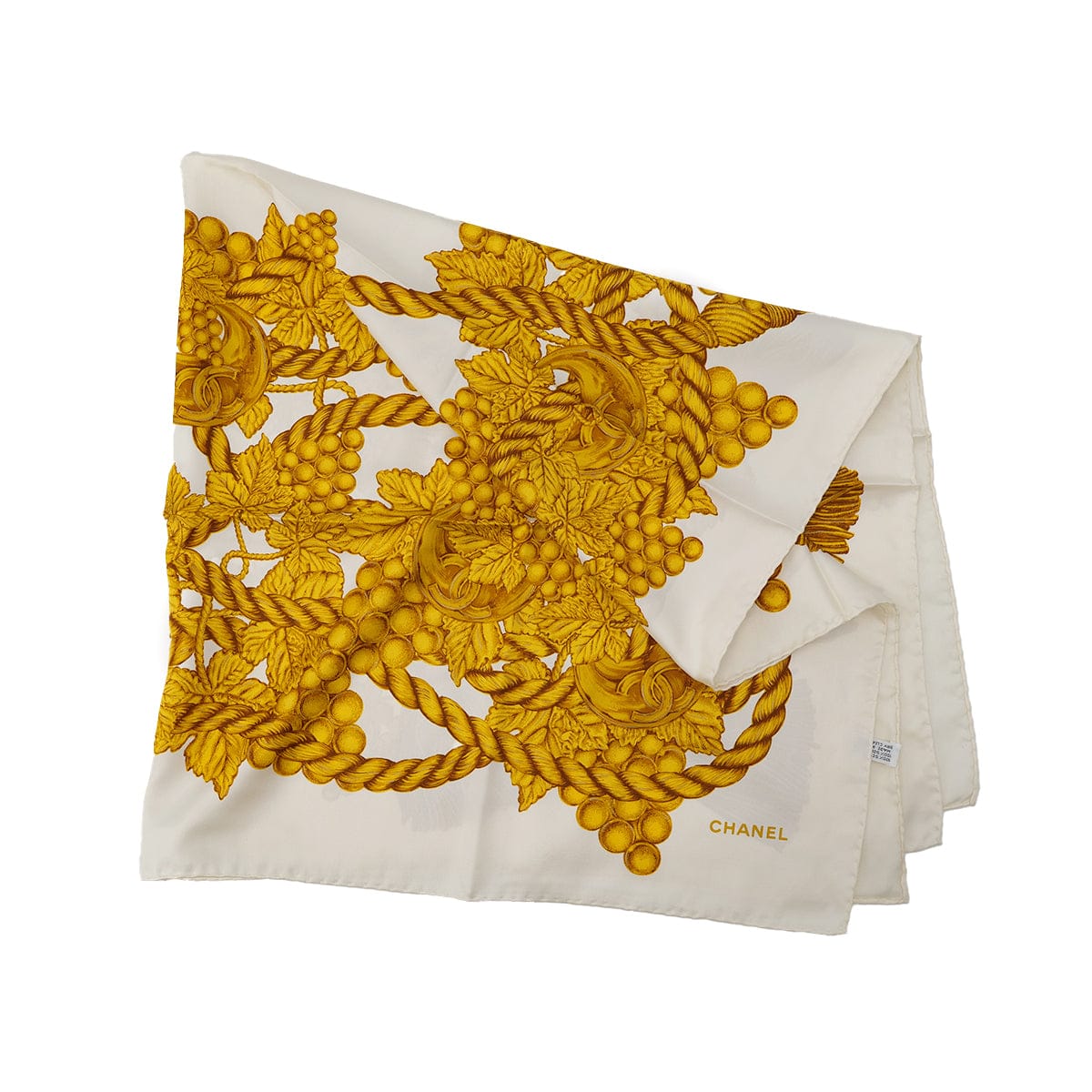 PURPOSE CHANEL VINTAGE SCARF ROPE PATTERN WHITE YELLOW SILK 90304193