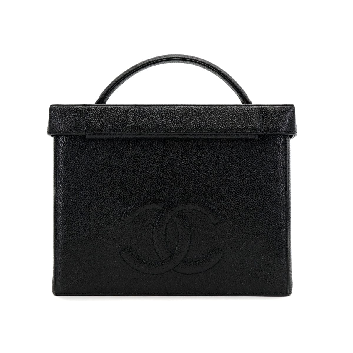 PURPOSE CHANEL VINTAGE VANITY COCOMARK HAND SHOULDER BAG BLACK CAVIAR SKIN 90308353