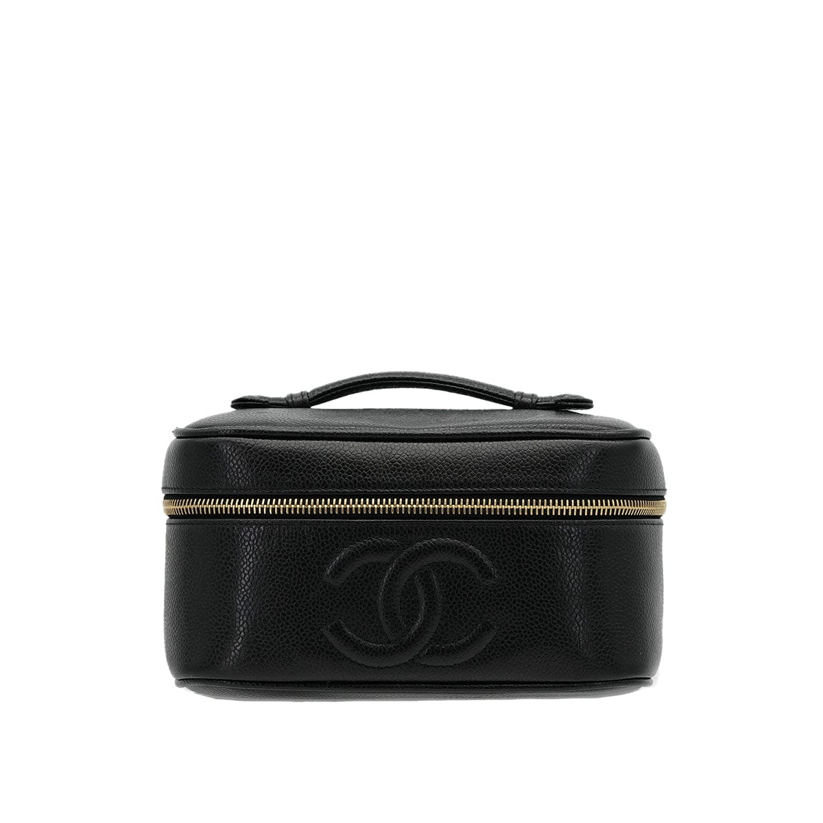 PURPOSE CHANEL VINTAGE VANITY HAND BAG BLACK CAVIAR SKIN 90307217