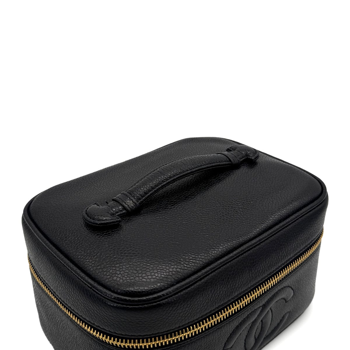 PURPOSE CHANEL VINTAGE VANITY HAND BAG BLACK CAVIAR SKIN 90307217