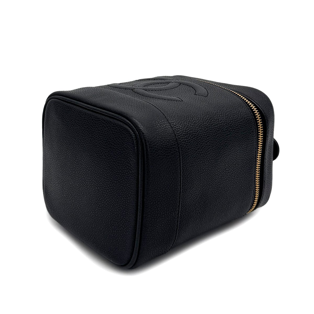 PURPOSE CHANEL VINTAGE VANITY HAND BAG BLACK CAVIAR SKIN 90308983