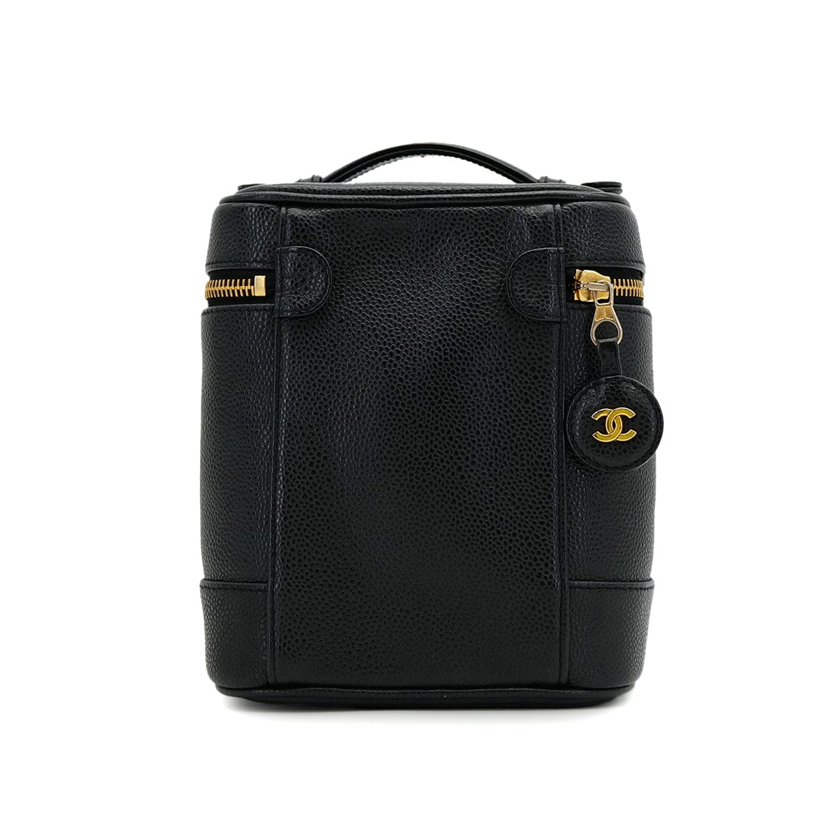 PURPOSE CHANEL VINTAGE VANITY HAND BAG BLACK CAVIAR SKIN 90308983