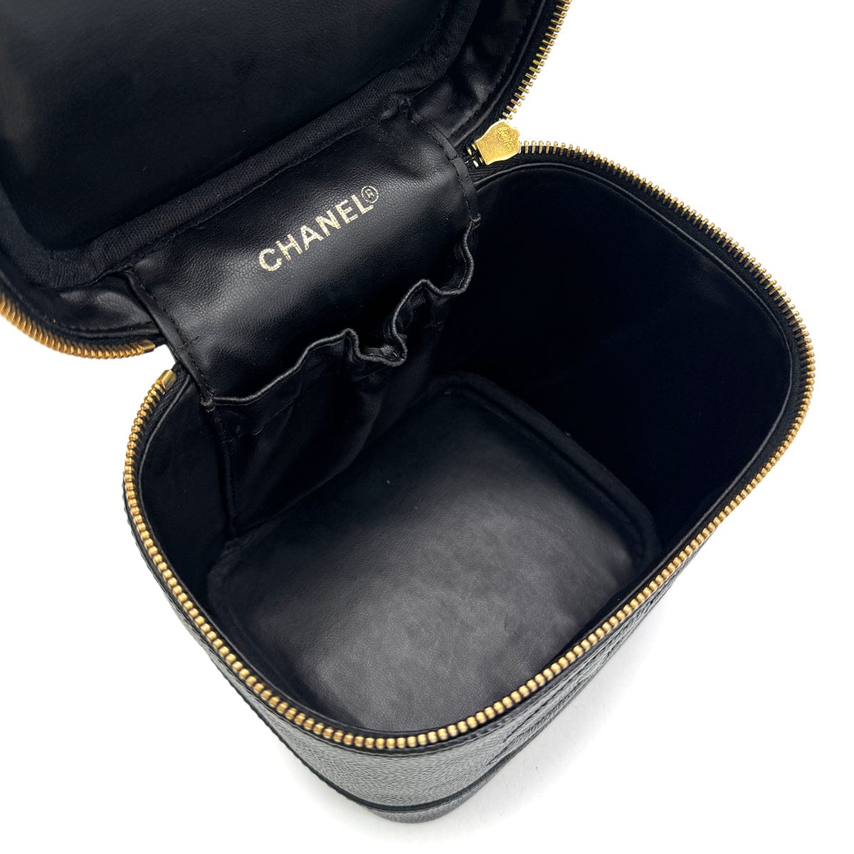 PURPOSE CHANEL VINTAGE VANITY HAND BAG BLACK CAVIAR SKIN 90308983