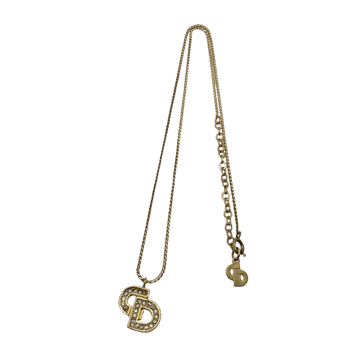 PURPOSE CHRISTIAN DIOR NECKLACE CD LOGO RHINESTONE GOLD ACCESSORY 90299114