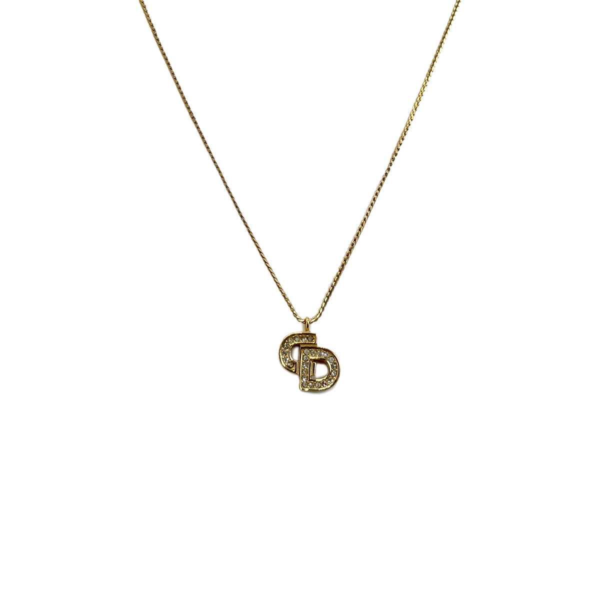 PURPOSE CHRISTIAN DIOR NECKLACE CD LOGO RHINESTONE GOLD ACCESSORY 90299114