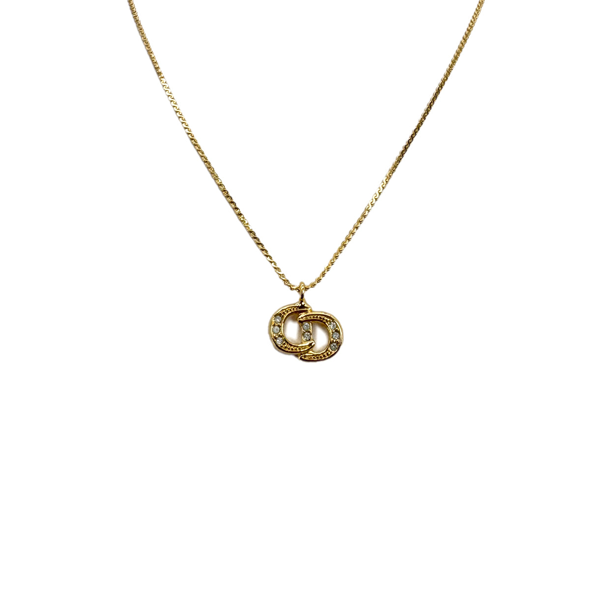 PURPOSE CHRISTIAN DIOR NECKLACE CD LOGO RHINESTONE GOLD ACCESSORY 90299320