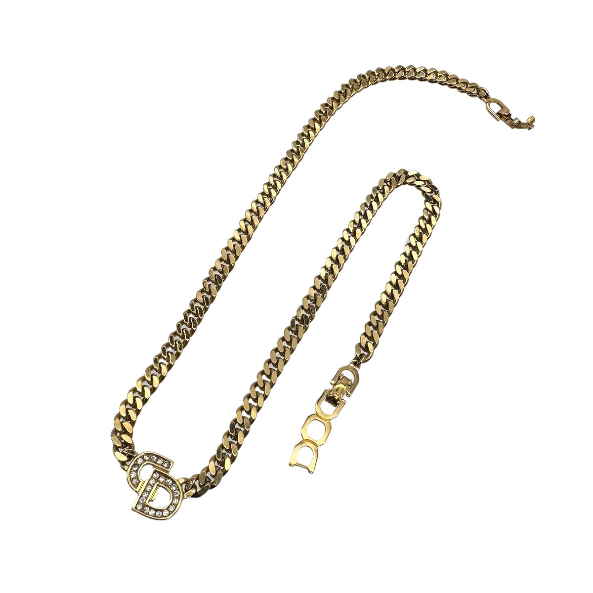PURPOSE CHRISTIAN DIOR NECKLACE CD LOGO RHINESTONE GOLD ACCESSORY 90299325