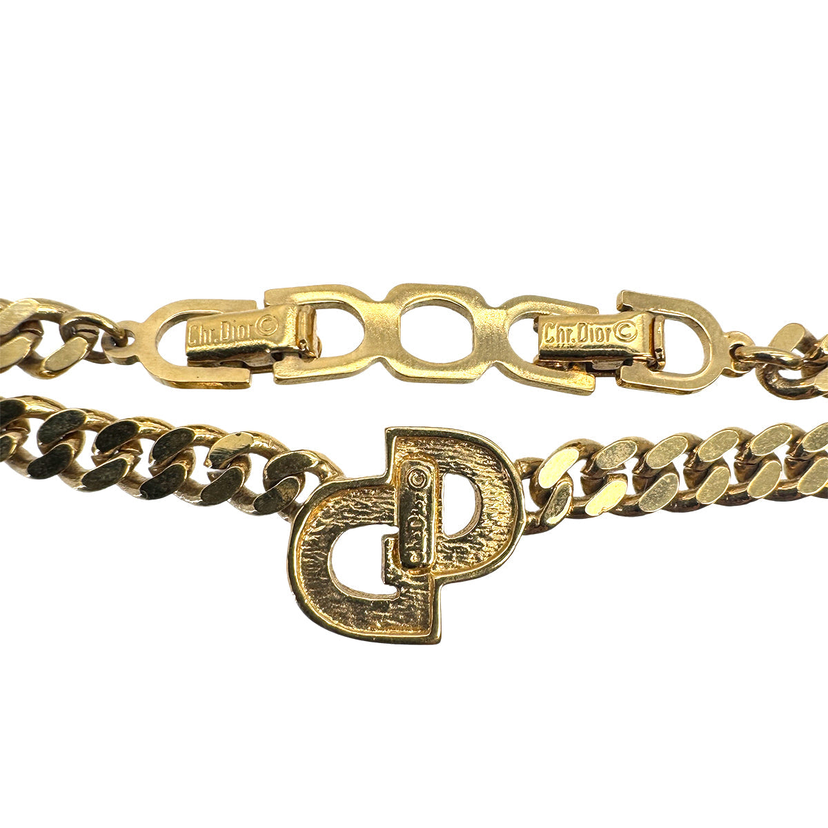 PURPOSE CHRISTIAN DIOR NECKLACE CD LOGO RHINESTONE GOLD ACCESSORY 90299325