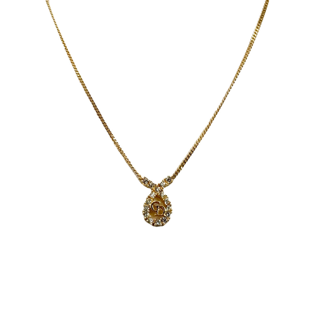 PURPOSE CHRISTIAN DIOR NECKLACE CD LOGO RHINESTONE GOLD ACCESSORY 90299326