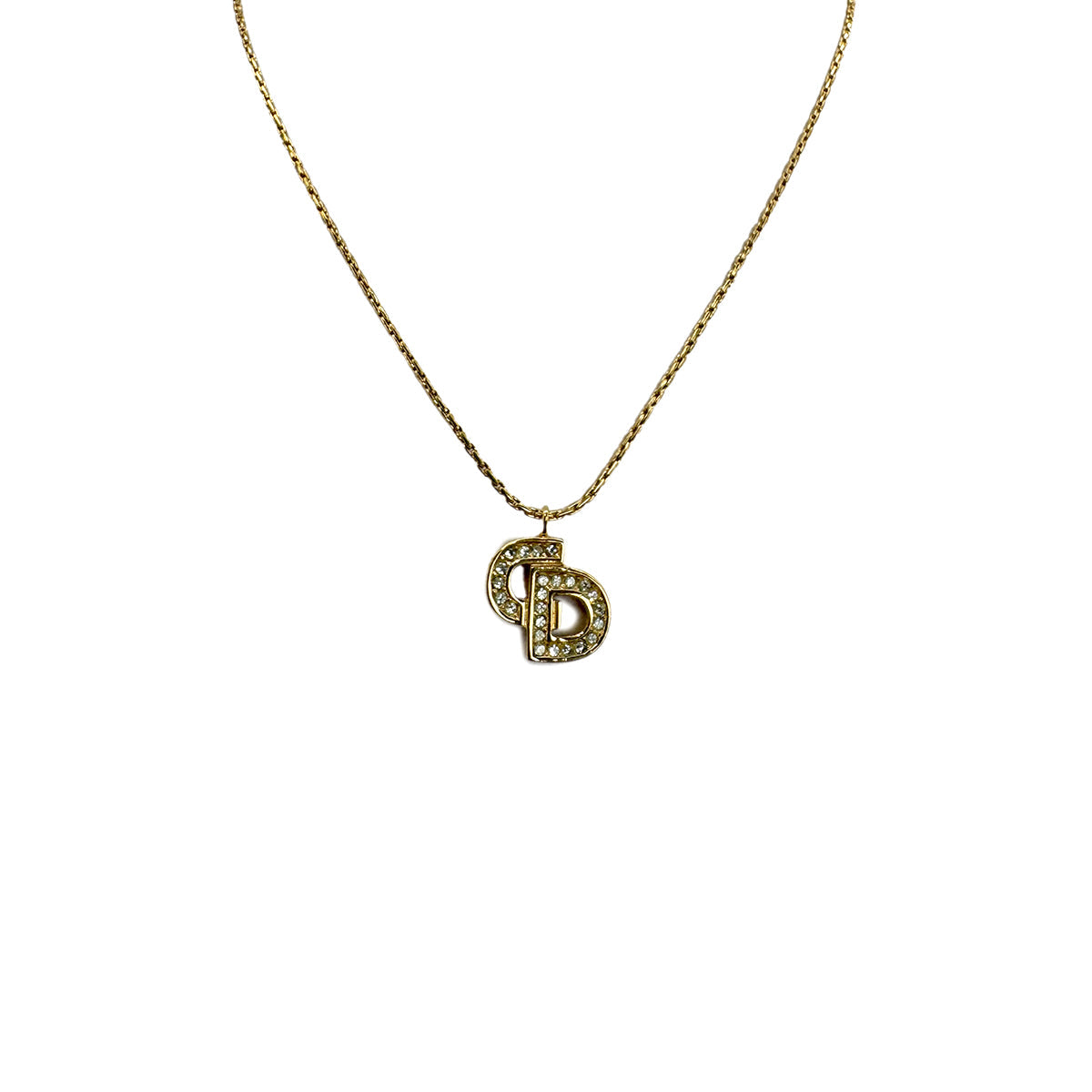 PURPOSE CHRISTIAN DIOR NECKLACE CD LOGO RHINESTONE GOLD ACCESSORY 90299329