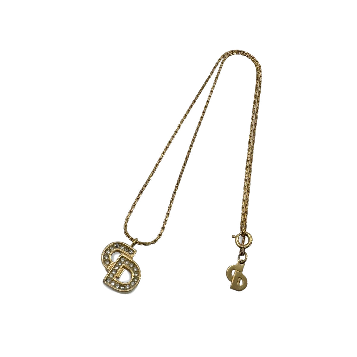 PURPOSE CHRISTIAN DIOR NECKLACE CD LOGO RHINESTONE GOLD ACCESSORY 90299329