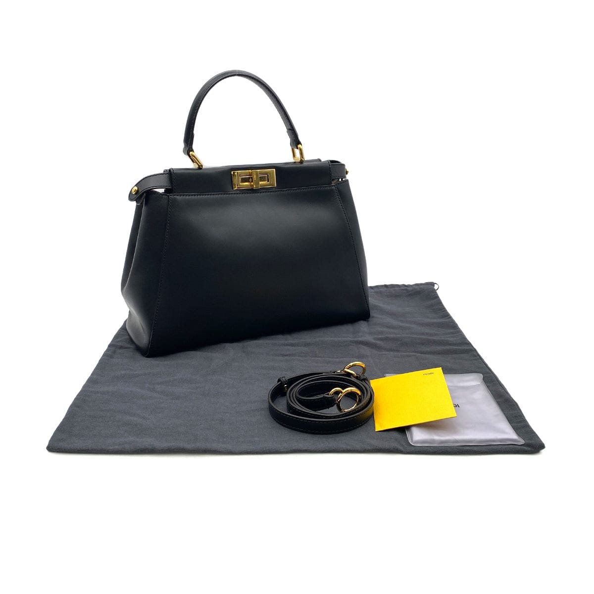 PURPOSE FENDI PEEKABOO REGULAR HAND SHOULDER BAG LEATHER BLACK 8BN226 90304719