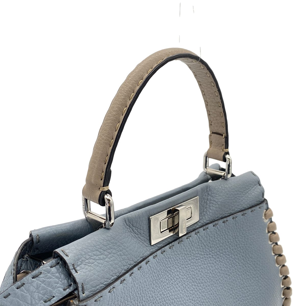 PURPOSE FENDI PEEKABOO REGULAR SELLERIA HAND SHOULDER BAG LEATHER BLUE GRAY 8BN290 90304733