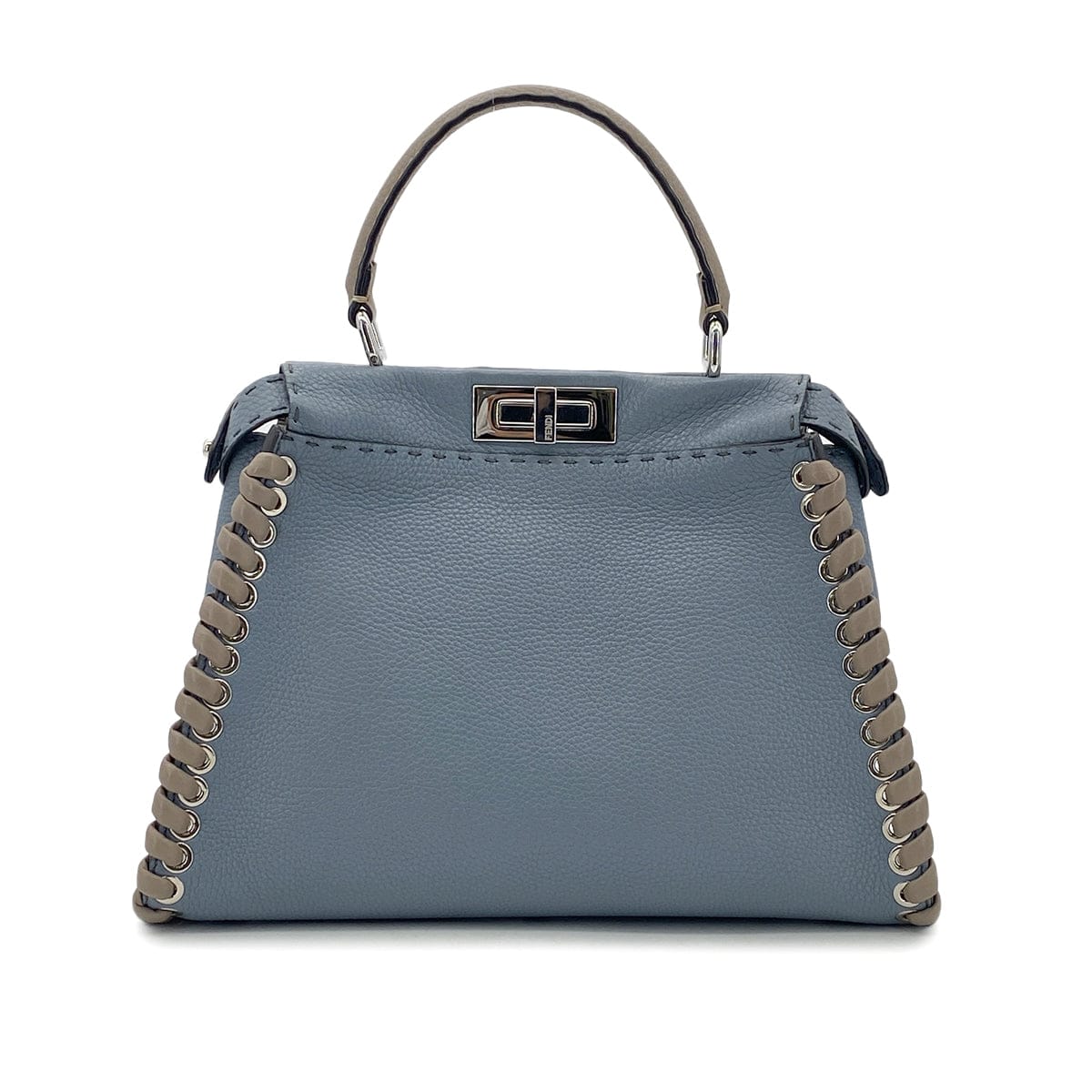 PURPOSE FENDI PEEKABOO REGULAR SELLERIA HAND SHOULDER BAG LEATHER BLUE GRAY 8BN290 90304733