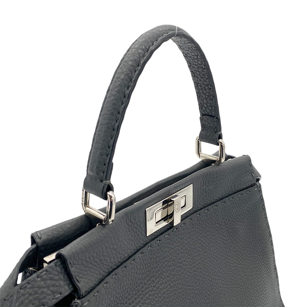 PURPOSE FENDI PEEKABOO REGULAR SELLERIA HAND SHOULDER BAG LEATHER DARK GRAY 8BN226 90304716