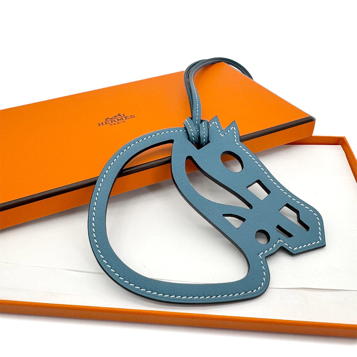 PURPOSE HERMES BAG CHARM HORSE PADDOCK CHEVAL BLEU JEAN VEAU SWIFT 90285947