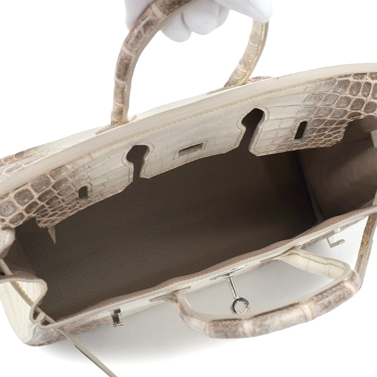 PURPOSE HERMES BIRKIN 25 HIMALAYA CROCODILE NILOTICUS MAT HAND BAG 2015 T STAMP PALLADIUM HARDWARE 90327986