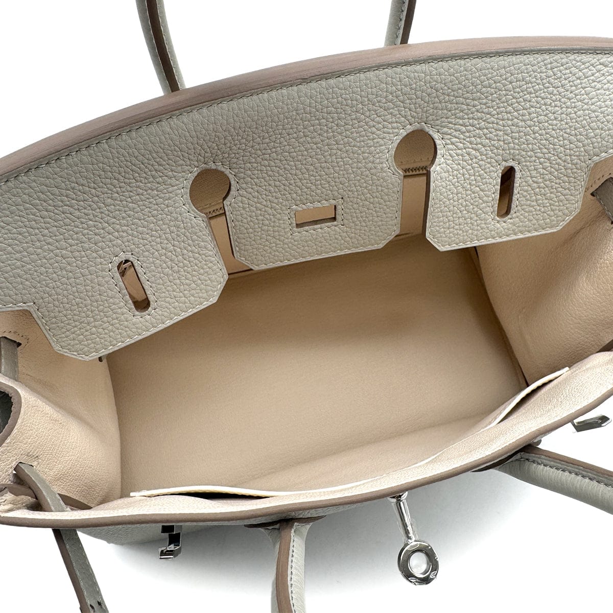 PURPOSE HERMES BIRKIN 25 VERSO GRIS PERLE NATA TOGO HAND BAG 2022 U STAMP PALLADIUM HARDWARE 90327141