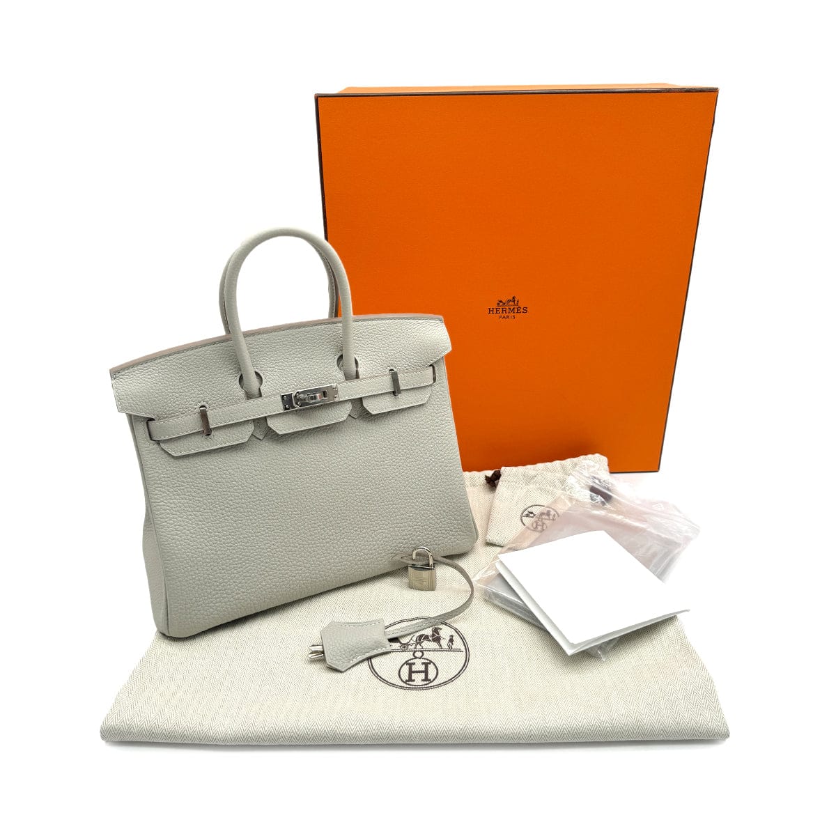 PURPOSE HERMES BIRKIN 25 VERSO GRIS PERLE NATA TOGO HAND BAG 2022 U STAMP PALLADIUM HARDWARE 90327141