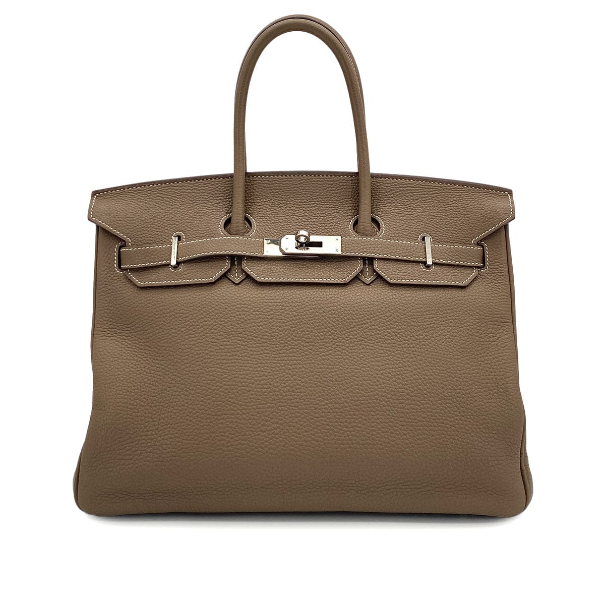 PURPOSE HERMES BIRKIN 35 ETOUPE TAURILLON CLEMENCE HAND BAG ▢N PALLADIUM HARDWARE 90309730