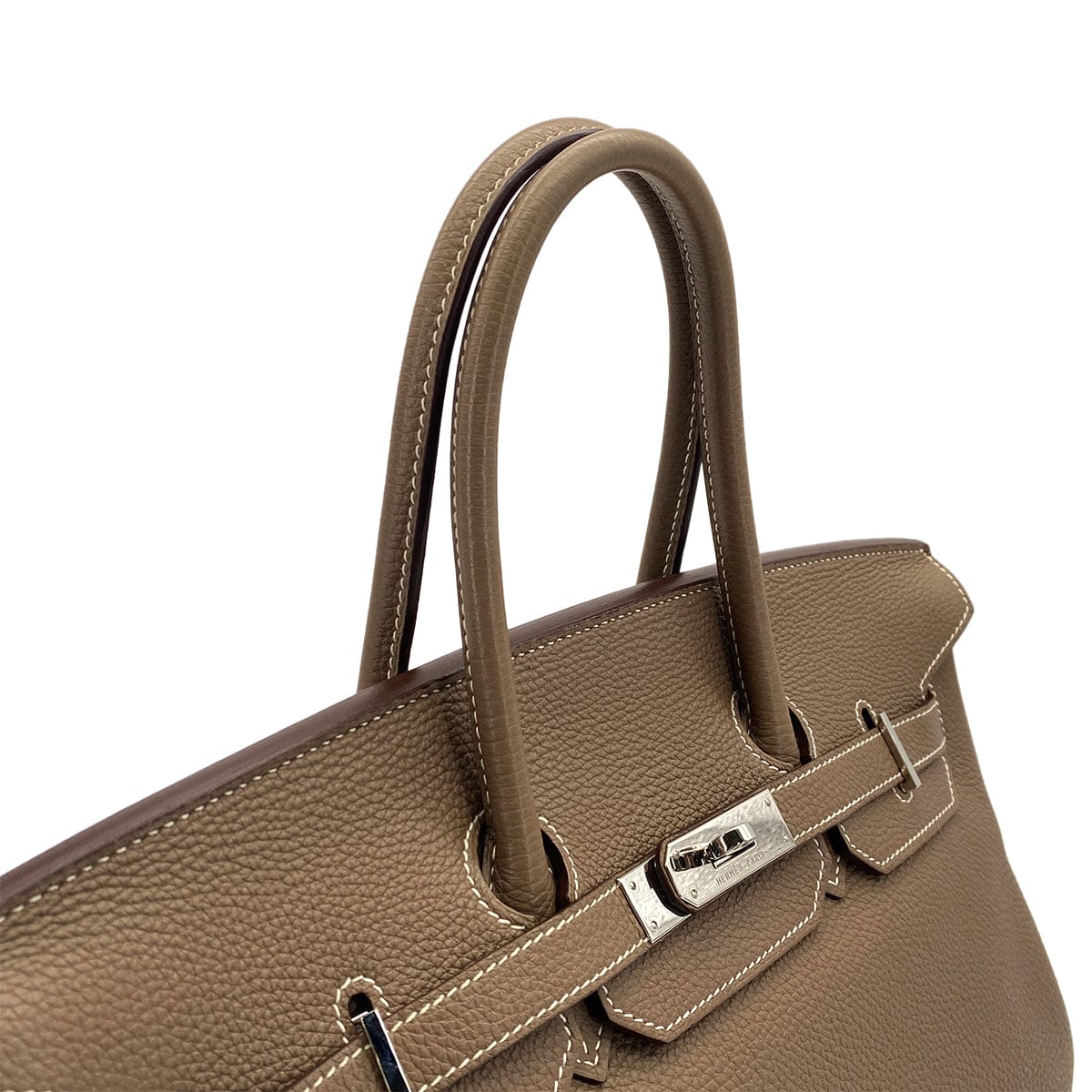 PURPOSE HERMES BIRKIN 35 ETOUPE TAURILLON CLEMENCE HAND BAG ▢N PALLADIUM HARDWARE 90309730