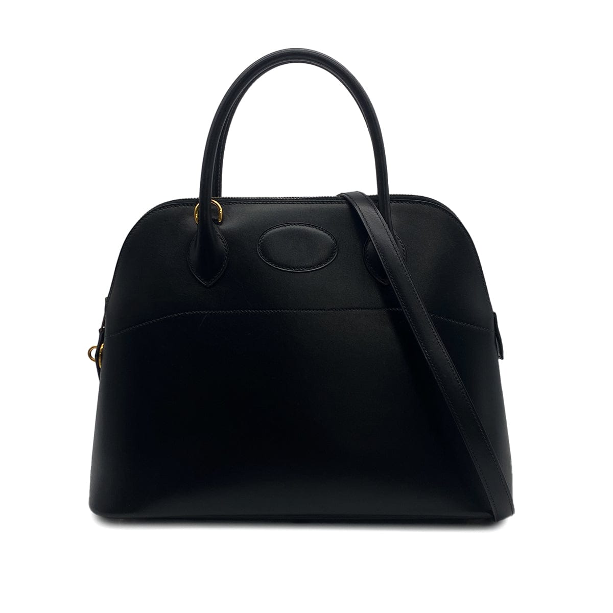 PURPOSE HERMES BOLIDE 31 BLACK BOXCALF HAND SHOULDER BAG 〇Y GOLD HARDWARE 90308963