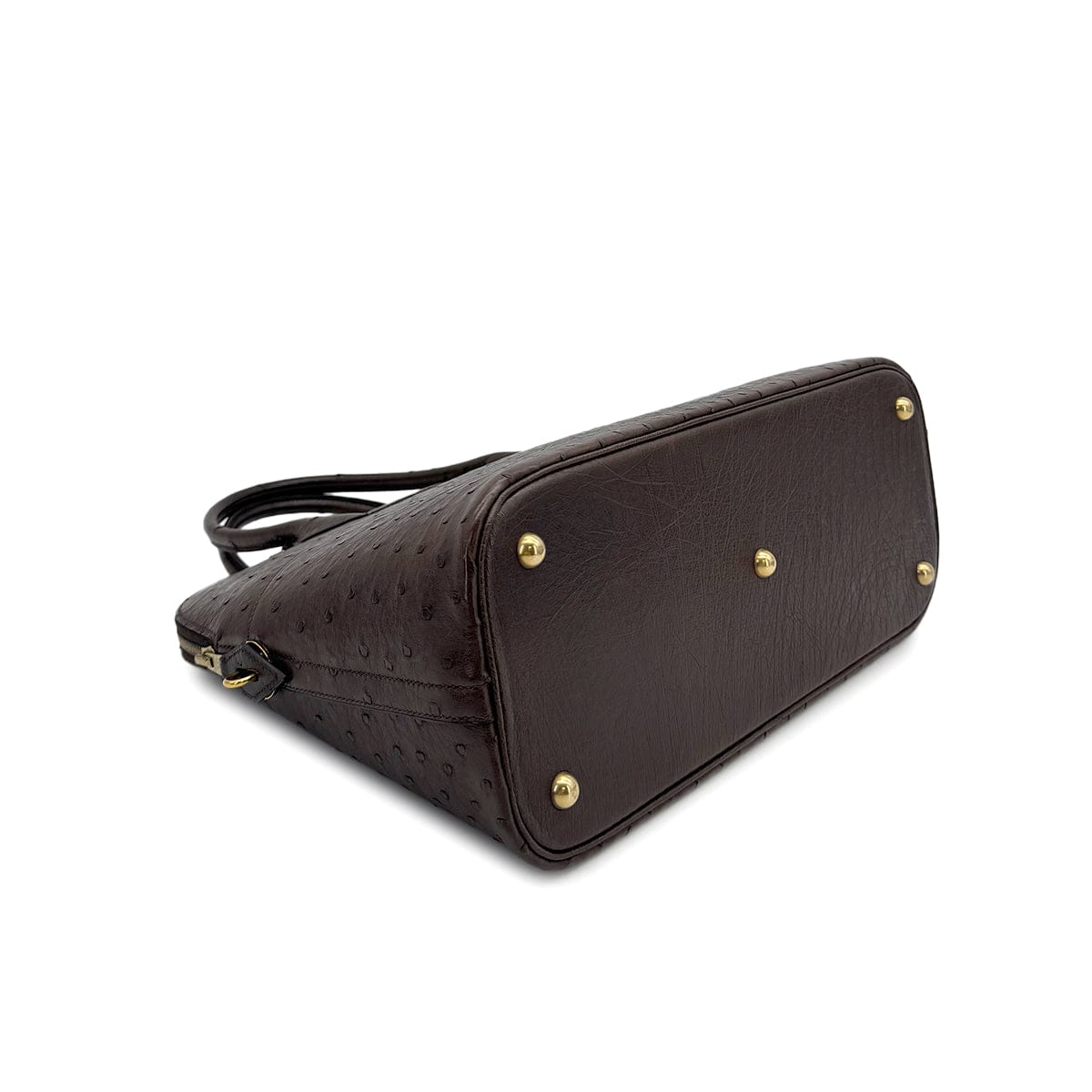 PURPOSE HERMES BOLIDE 35 CHOCOLAT OSTRICH HAND SHOULDER BAG 〇Y GOLD HARDWARE 90309175