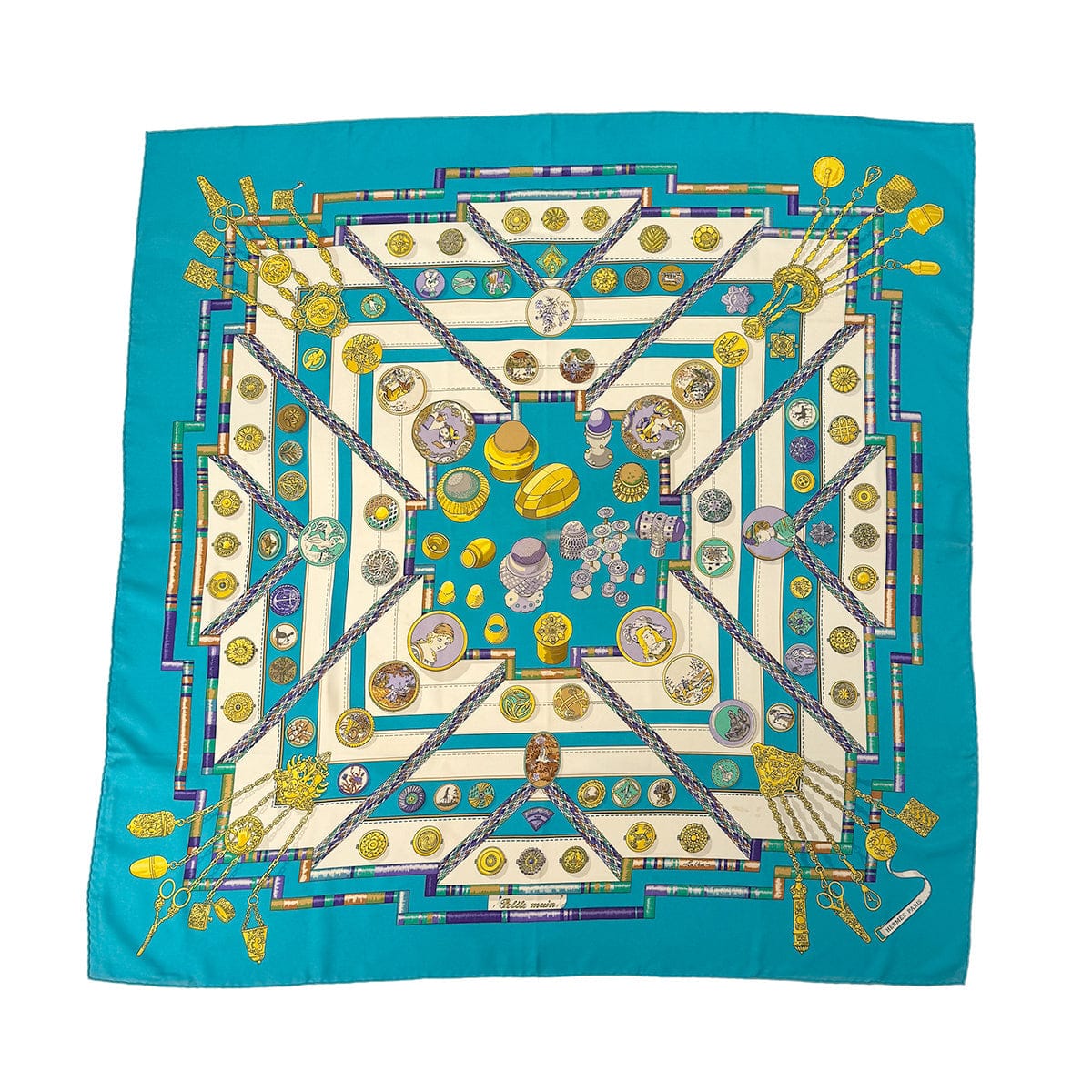 PURPOSE HERMES CARRE 90 PETITE MAIN SCARF SILK MULTICOLOR 90303896